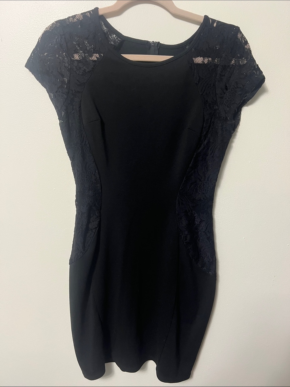 Iz Byer Black Lace-Panel Mini Dress